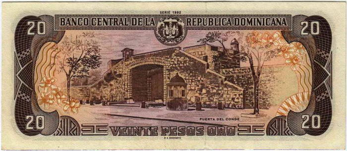 () Банкнота Доминикана 1992 год 20  &quot;&quot;   UNC