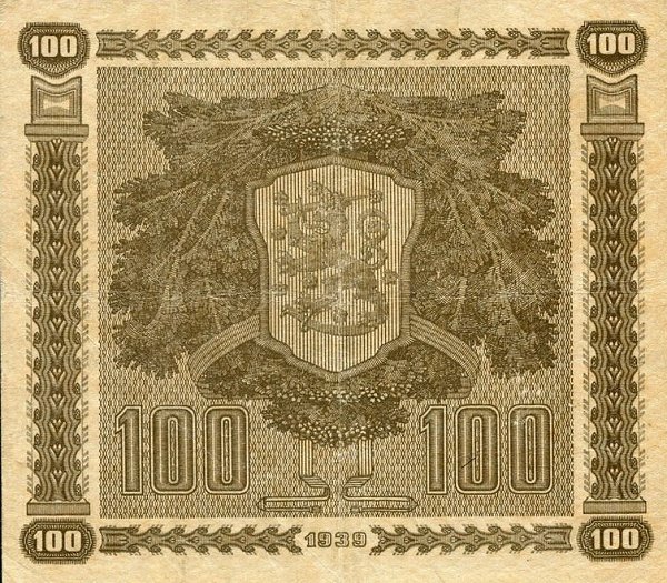 (,) Банкнота Финляндия 1939 год 100 марок    UNC