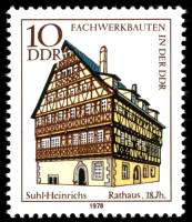 (1978-008) Марка Германия (ГДР) "Мэрия, Зуль-Генрихс"    Архитектура II Θ