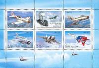 (2005-053-57) Лист (5 м + 1 куп, 2х3) Россия    Самолёты ОКБ им. А.И. Микояна III O