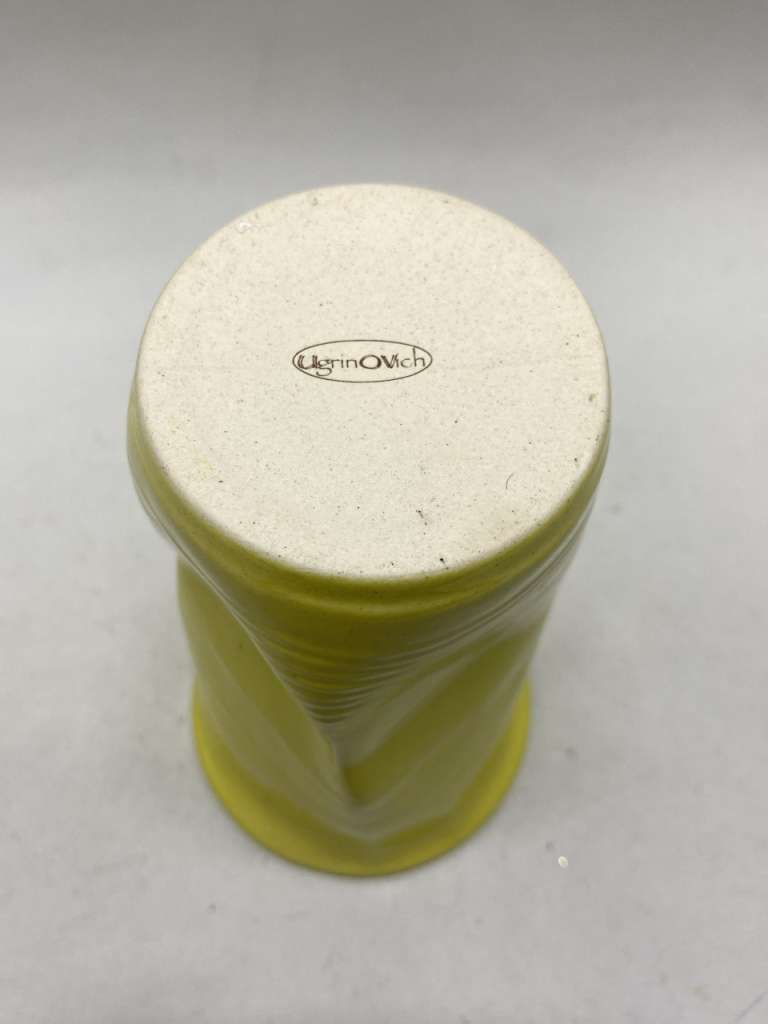 Стакан керамический "мятый" яркий желтый прикольный