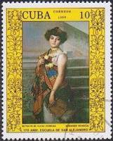 (1988-005) Марка Куба "Женский портрет"    Музей в Гаване II Θ