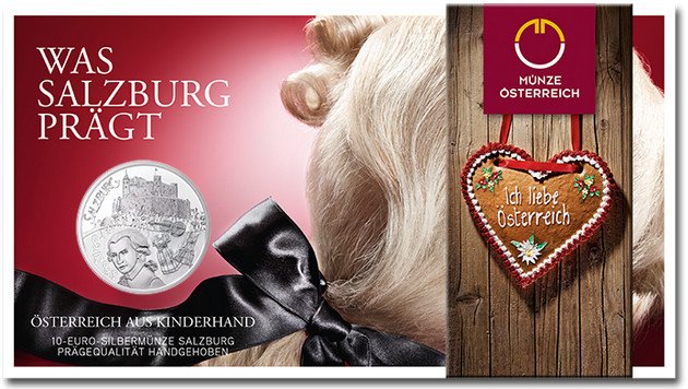 (025, Ag) Монета Австрия 2014 год 10 евро &quot;Зальцбург&quot;  Серебро Ag 925  Буклет