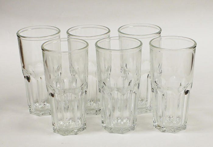 Набор высоких стаканов, стекло, 14,5 см, 6 штук (состояние на фото)