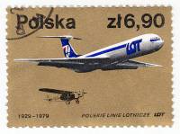(1979-001) Марка Польша "Самолет"    50 лет авиакомпании LOT II Θ