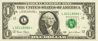 (2003L) Банкнота США 2003 год 1 доллар "Джордж Вашингтон"   UNC