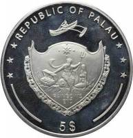 (№2011) Монета Палау 2011 год 5 Dollars (Кадиллак Эльдорадо Биарриц)
