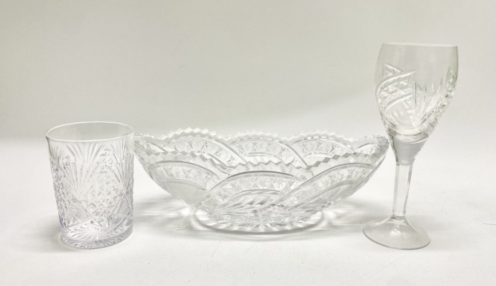 Салатник ладья + стакан + бокал хрусталь СССР