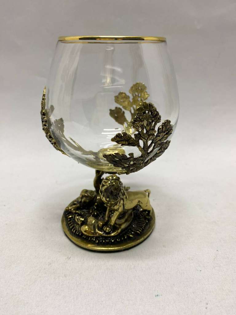 Бокал для коньяка Лев, патинированная латунь, стекло