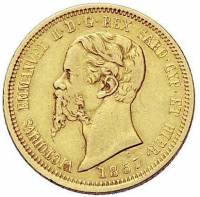 (№1850km145.1) Монета Италия 1850 год 10 Lire (Витторио Эмануэле II)