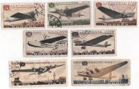 1937-21-27 Серия Набор марок 7 шт СССР Бумага кремовая  Авиапочта Самолёты II Θ