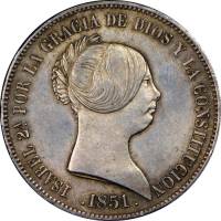 (№1850km593.3) Монета Испания 1850 год 20 Reales (Севилья 7-конечная звезда)