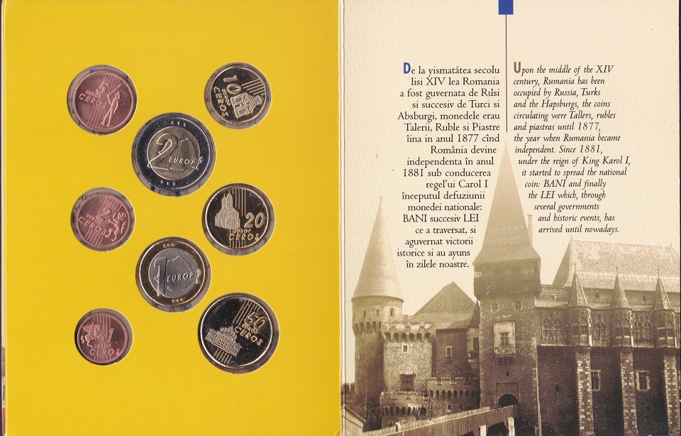 (2004, 8 монет) Набор монет Корсика 2004 год &quot;Архитектура&quot; Проба  Буклет