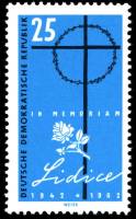 (1962-024) Марка Германия (ГДР) "Крест"  синяя  Лидице II O
