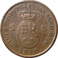 (№1810km670) Монета Дания 1810 год 2 Skilling