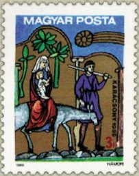 (1989-057) Марка Венгрия "Бегство в Египет"    Рождество II &Theta;