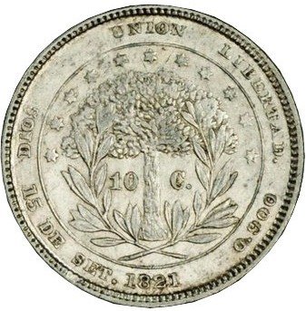 (№1871km35) Монета Гондурас 1871 год 10 Centavos (50-летие Независимости)