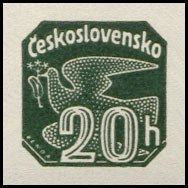 (1937-014) Марка Чехословакия "Голубь (Серо-зеленая)"    Газетные марки III Θ