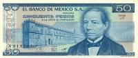 (1981) Банкнота Мексика 1981 год 50 песо "Бенито Хуарес"   UNC