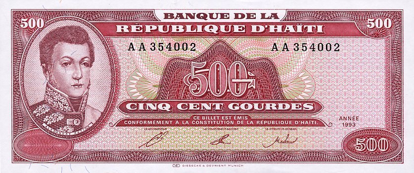  Банкнота Гаити 1993 год 500     UNC