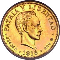 () Монета Куба 1915 год 2  ""   Биметалл (Платина - Золото)  UNC