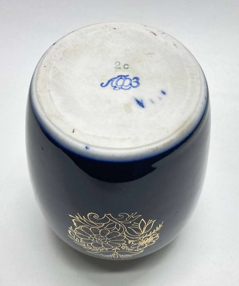 Ваза 2 букета, Кобальт, позолота, ЛФЗ