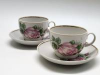 Чайные пары 2 шт Красный фарфорист Розы СССР