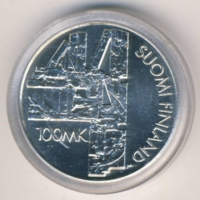 (2000) Монета Финляндия 2000 год 100 марок &quot;Алексис Киви&quot;  Серебро Ag 925  UNC
