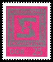 (1969-090) Марка Германия (ГДР) "Эмблема"  лиловая  МОТ 50 лет III Θ