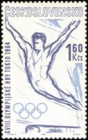 (1963-061) Марка Чехословакия "Гимнастика"    Летние Олимпийские игры 1964, Токио II Θ