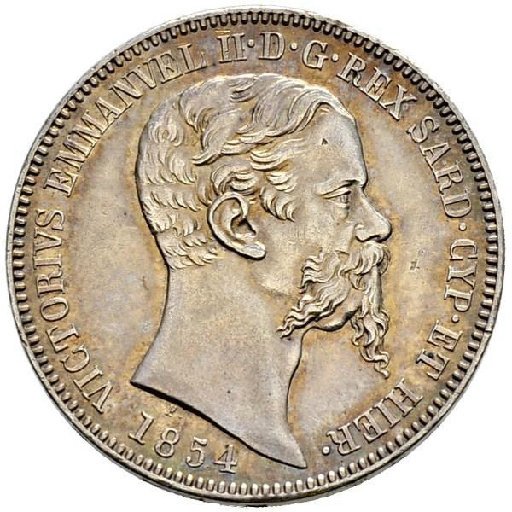 (№1850km143.1) Монета Италия 1850 год 2 Lire (Витторио Эмануэле II)
