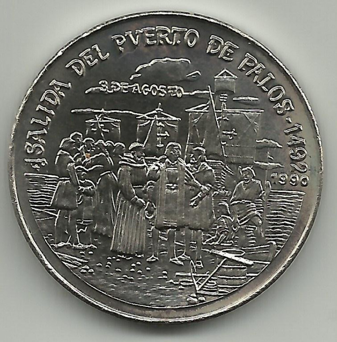 (1990) Монета Куба 1990 год 1 песо &quot;Открытие Колумбом Америки&quot;  Медь-Никель  UNC