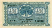 (1945 Litt A) Банкнота Финляндия 1945 год 20 марок    UNC