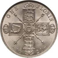 1921 Монета Великобритания 1921 год 1 флорин Георг V  Серебро Ag 500  XF