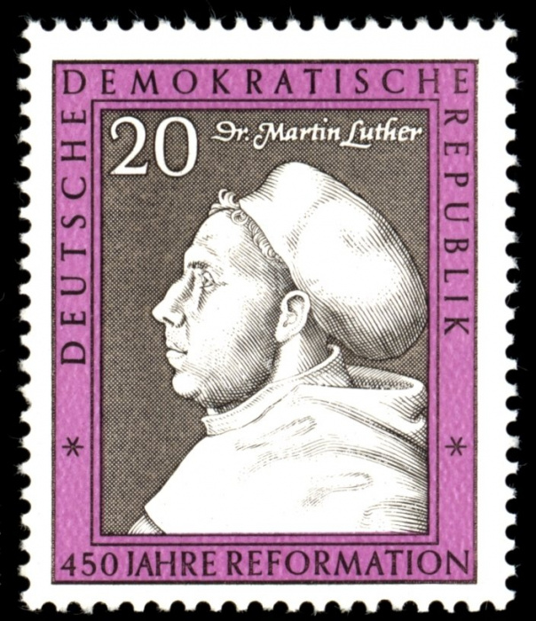 (1967-074) Марка Германия (ГДР) &quot;Мартин Лютер&quot;    Реформы, 450 лет III Θ