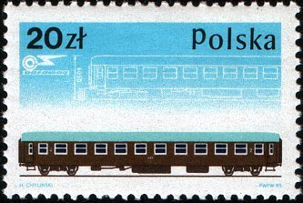 (1985-037) Марка Польша &quot;Тип вагона 111А&quot;    40-летие Железнодорожного Подвижного Состава Со. Pafawa