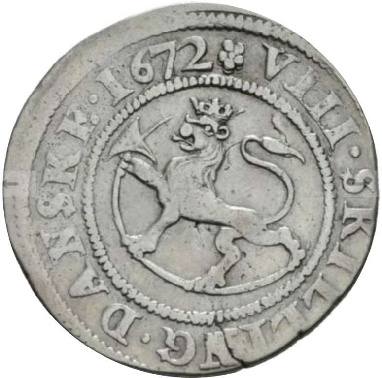 (№1672km93a) Монета Норвегия 1672 год 8 Skilling