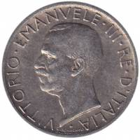 (1927) Монета Италия 1927 год 5 лир "Виктор Эммануил III"  Серебро Ag 835  XF