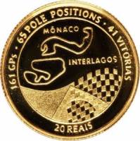  Монета Бразилия 1995 год 20     Биметалл (Платина - Золото)  UNC