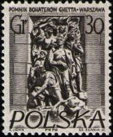 (1956-021) Марка Польша "Памятник героям Варшавского гетто" , III Θ