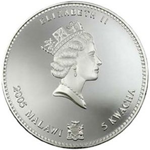 (2005) Монета Малави 2005 год 5 квача &quot;Год обезьяны&quot;  Медно-никель, покрытый серебром  PROOF