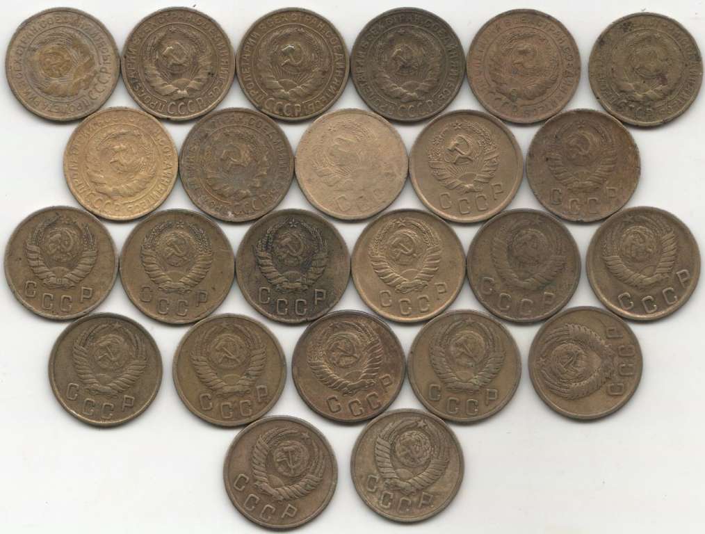 1926-57, 2 коп, 24 шт Набор монет СССР 1926 28-32 34 35с 35н 36-38 40 41 46 48-50 52-57   VF