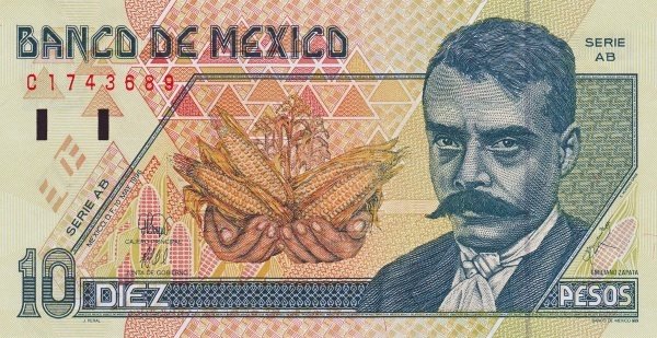 () Банкнота Мексика 1996 год 10  &quot;&quot;   UNC