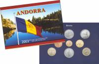 (2003, 7 сентимов + 2 евро) Набор монет Андорра 2003 год "Природа Андорры" Буклет  BU