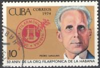(1974-050) Марка Куба "П. Санхуан, дирижер"    50 лет Филармоническому оркестру Гаваны III O
