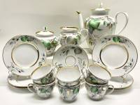 Кофейный сервиз Березка ЛФЗ 6 персон 21 предмет чайник сахарница молочник тарелки кофейные пары 