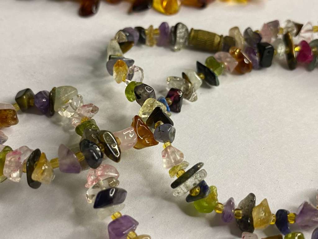 Бусы 3 шт, янтарь и натуральные камни