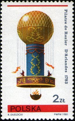 (1981-004) Марка Польша "Воздушный шар (1783)"    Воздушные шары II &Theta;