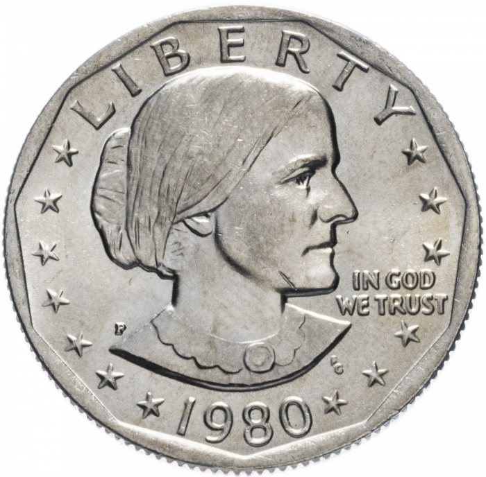 (1980p) Монета США 1980 год 1 доллар   Сьюзен Энтони Медь-Никель  UNC
