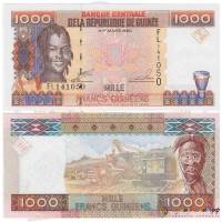 Банкнота Гвинея 1998 год 1 000 франков Портрет девушки   UNC